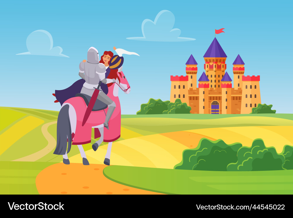 Prince knight saved princess fairytale story Prince knight saved princess fairytale story Vector Image