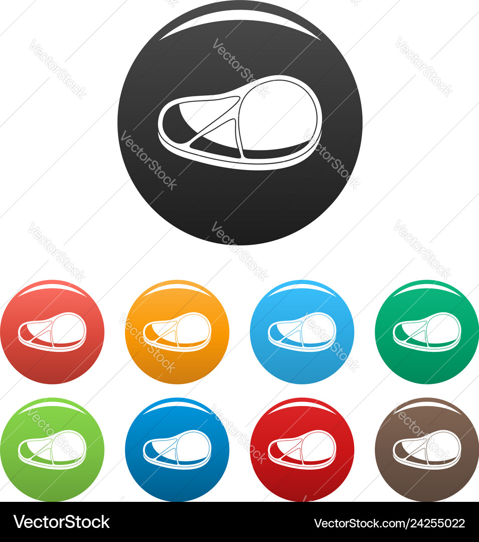 Raw steak icons set color Vector Image