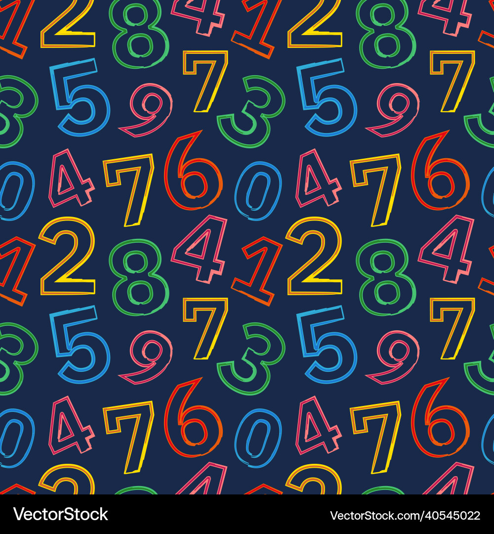 Seamless pattern with a set of colored numbers Vector Image