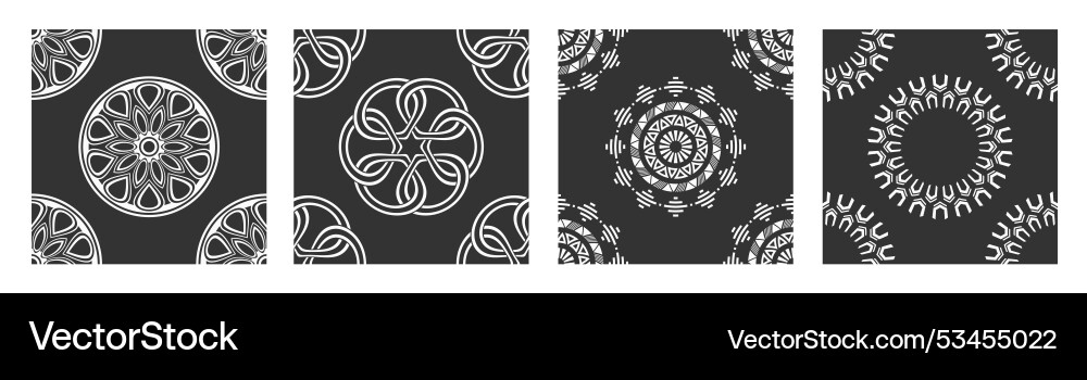 Set of five seamless patterns with round Set of five seamless patterns with round vector image