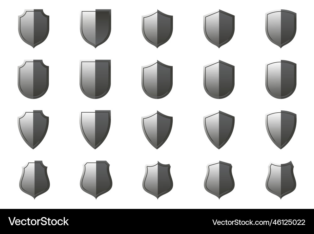 Set of metallic security shields secure Vector Image