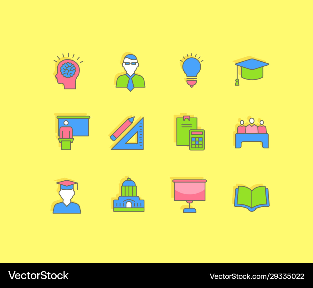 Set simple line icons university Set simple line icons university vector image
