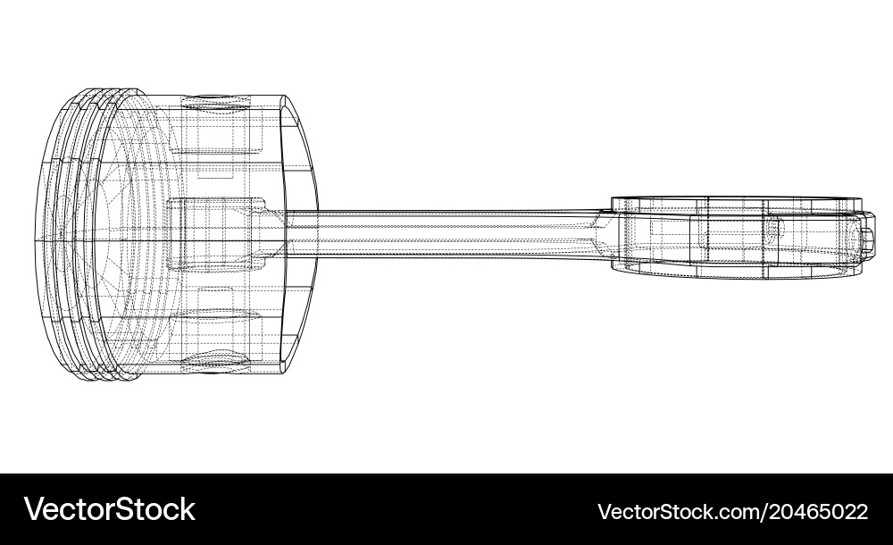 Sketch of piston rendering 3d vector image
