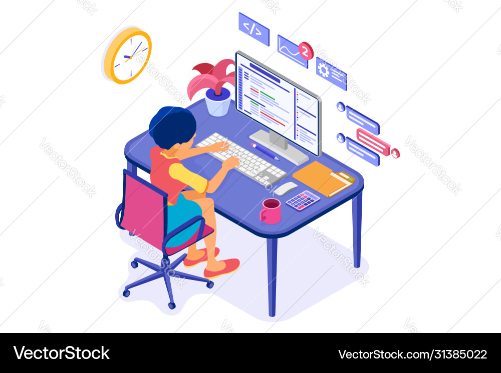 Software Developer at Computer vector image
