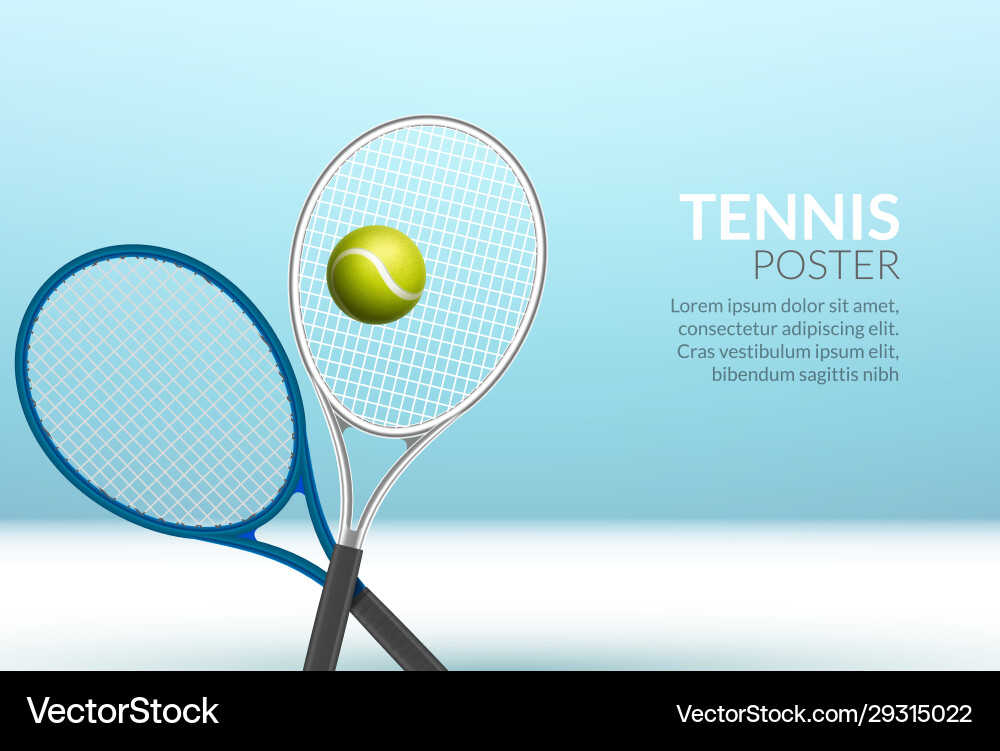 Tennis banner background ball racket Tennis banner background ball racket vector image