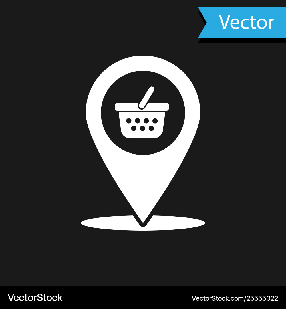 White map pointer with shopping basket icon White map pointer with shopping basket icon Vector Image