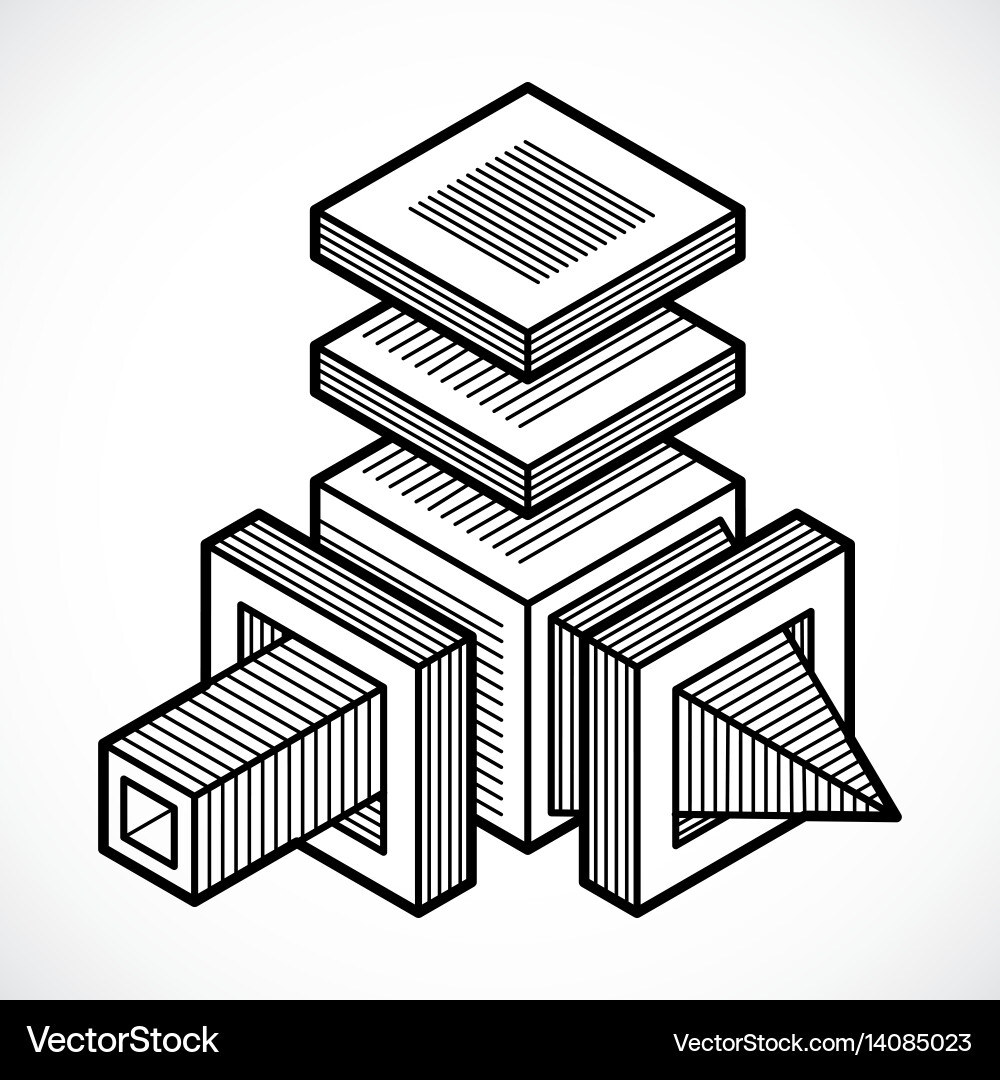 3d engineering abstract shape made using cubes vector image
