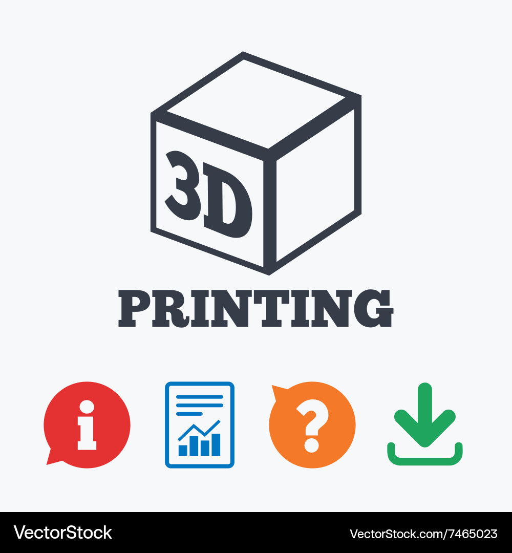 3d print sign icon cube printing symbol vector image
