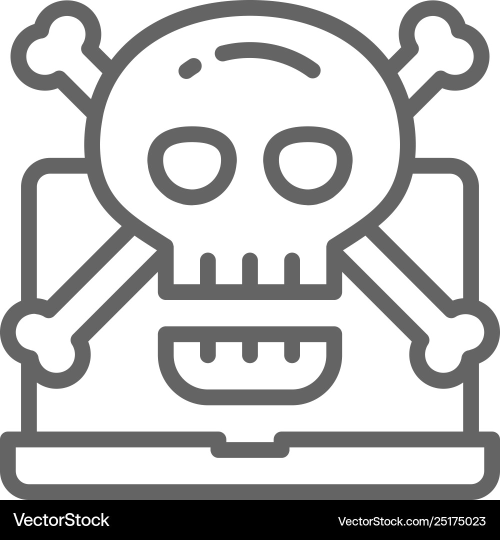 Computer with skull and crossbones symbol virus Computer with skull and crossbones symbol virus Vector Image