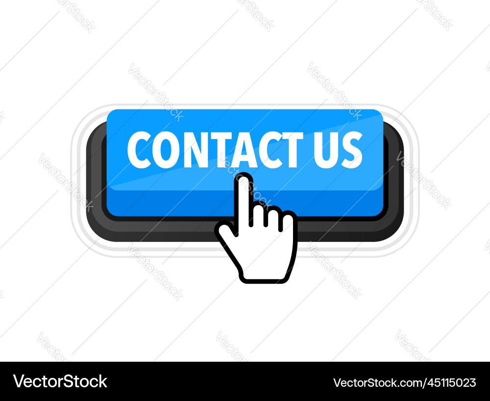 Contact us button with cursor pointer click Contact us button with cursor pointer click Vector Image