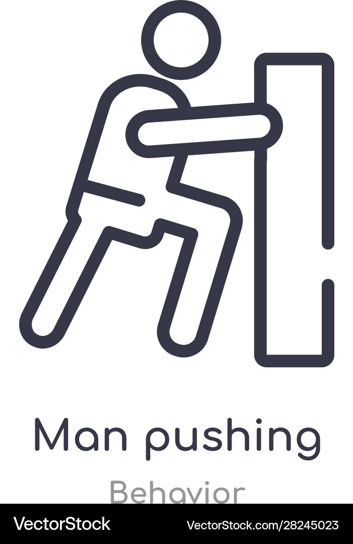 Man pushing outline icon isolated line from vector image