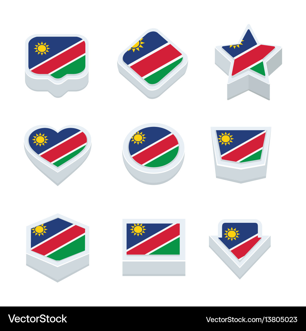 Namibia flags icons and button set nine styles Vector Image