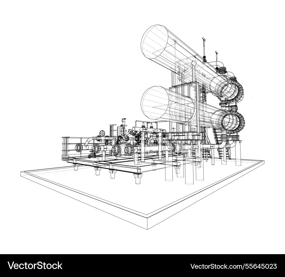Petroleum heater exchanger rendering of 3d Petroleum heater exchanger rendering of 3d vector image