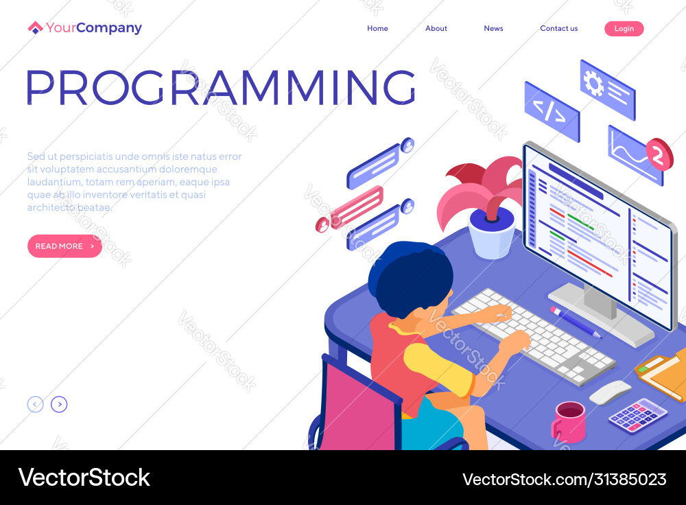 Programmer developing program Programmer developing program vector image