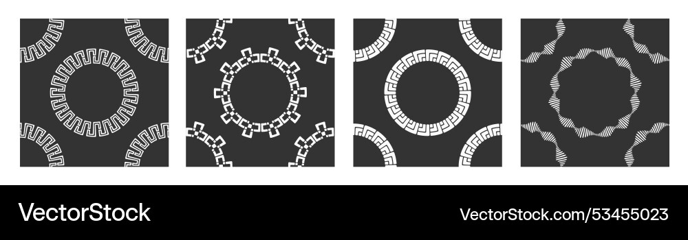 Set of five seamless patterns with round Set of five seamless patterns with round vector image