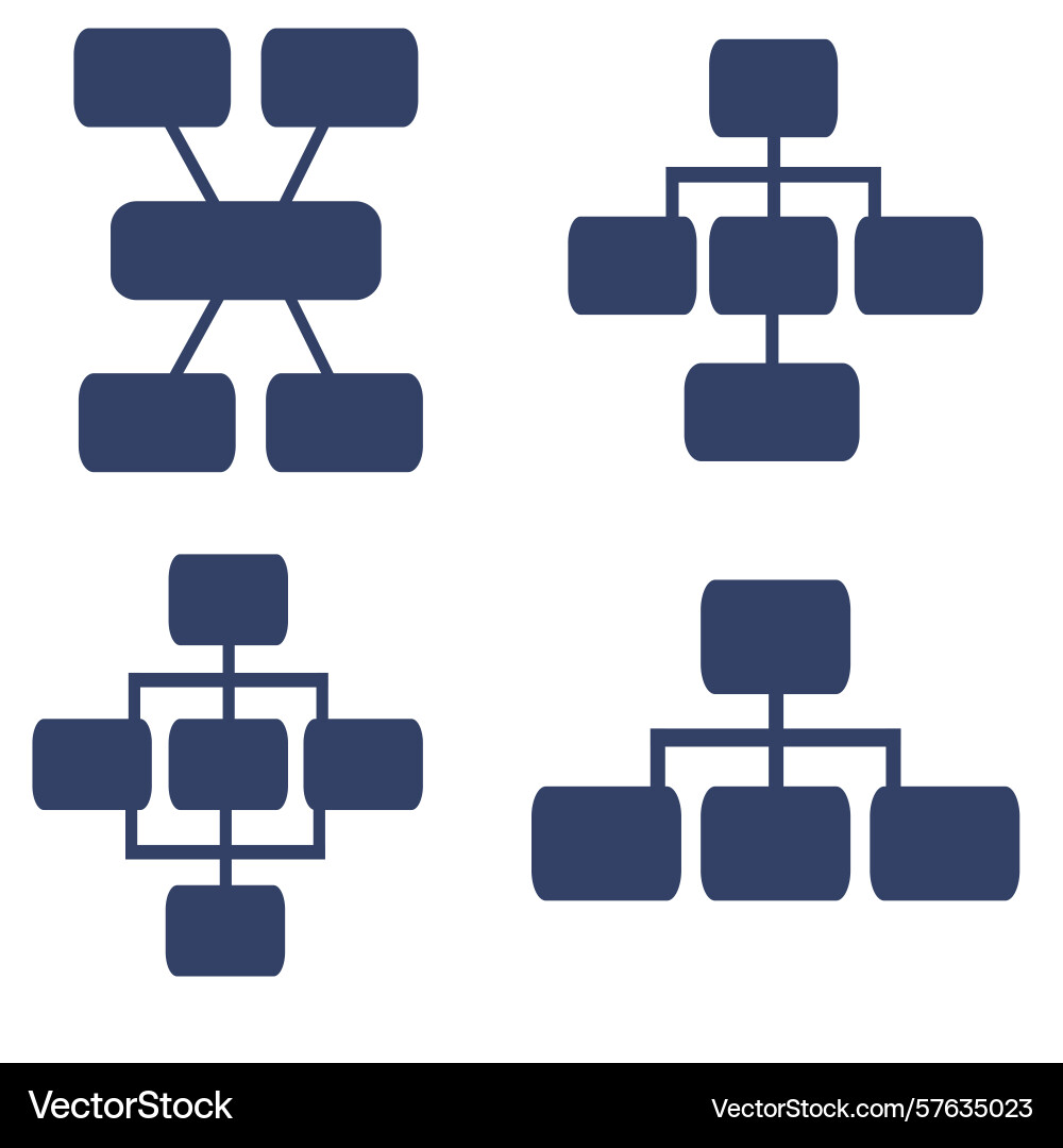 Set of four unique flowchart diagrams Set of four unique flowchart diagrams vector image