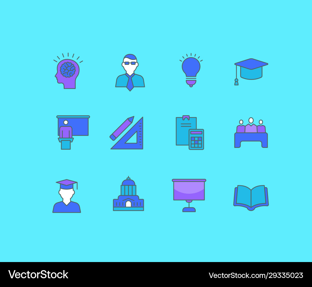 Set simple line icons university Set simple line icons university vector image