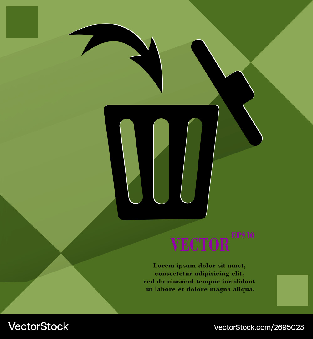 Trash bin flat modern web button Vector Image