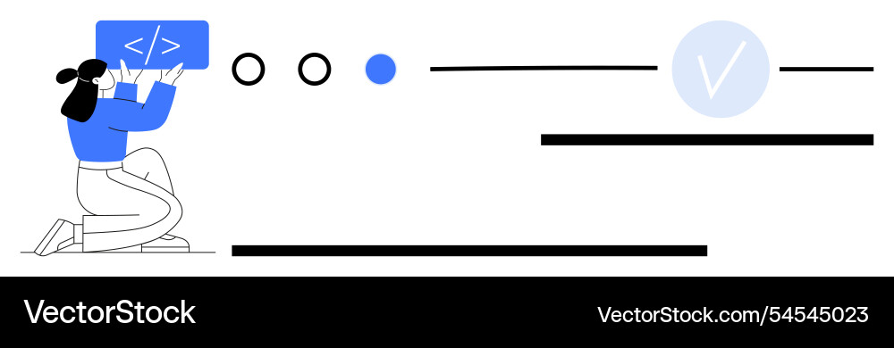 Weiblicher Code mit Codekarte Fortschritt vektorbild