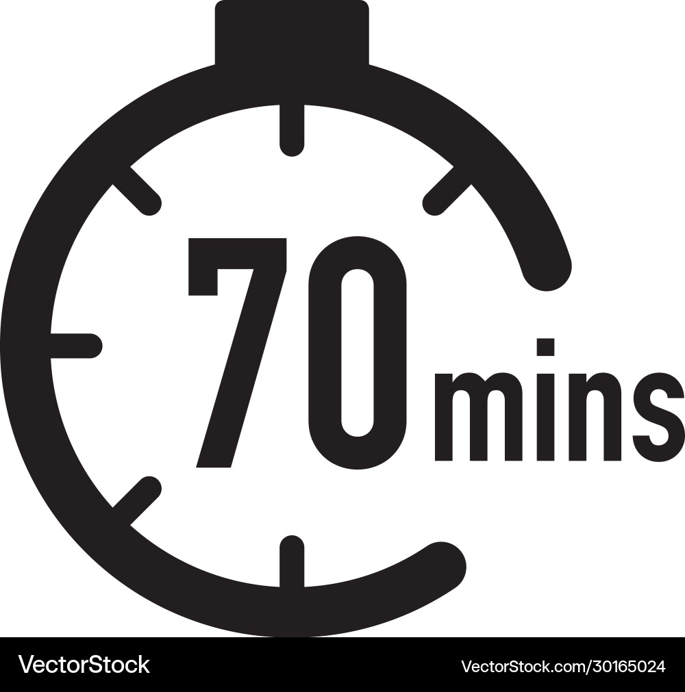 70 minutes timer stopwatch or countdown icon time 70 minutes timer stopwatch or countdown icon time vector image