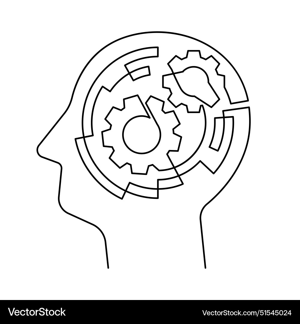 Artificial intelligence neural network one line Artificial intelligence neural network one line vector image