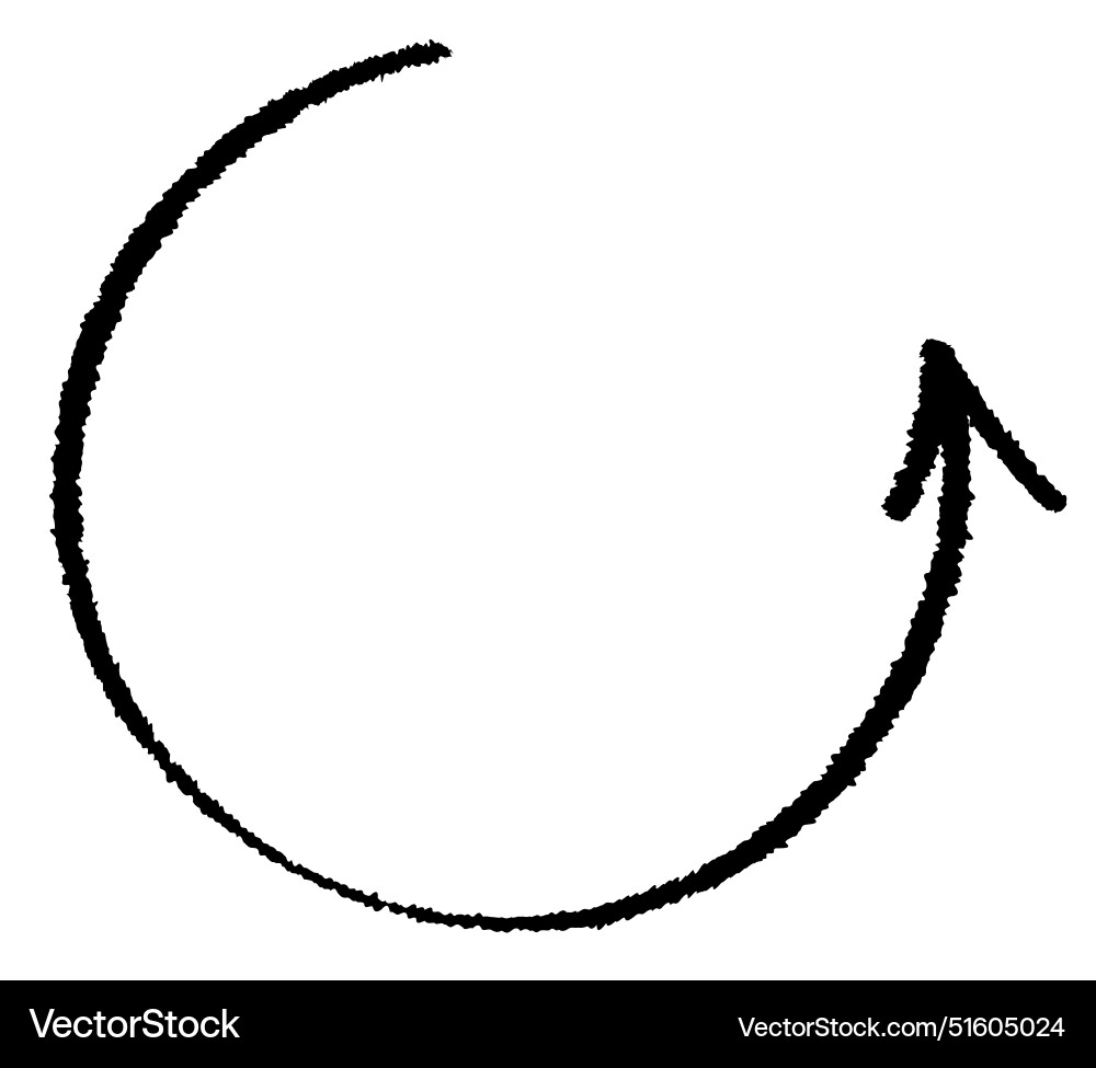 Brush-styled upward arrow in a circular path Brush-styled upward arrow in a circular path vector image
