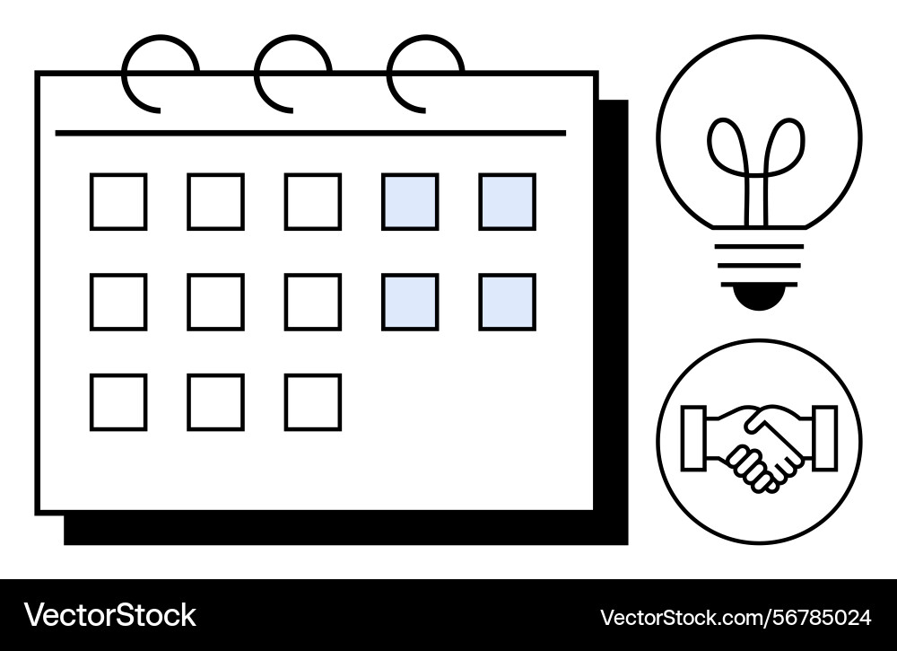Calendar with highlighted dates alongside icons Calendar with highlighted dates alongside icons vector image