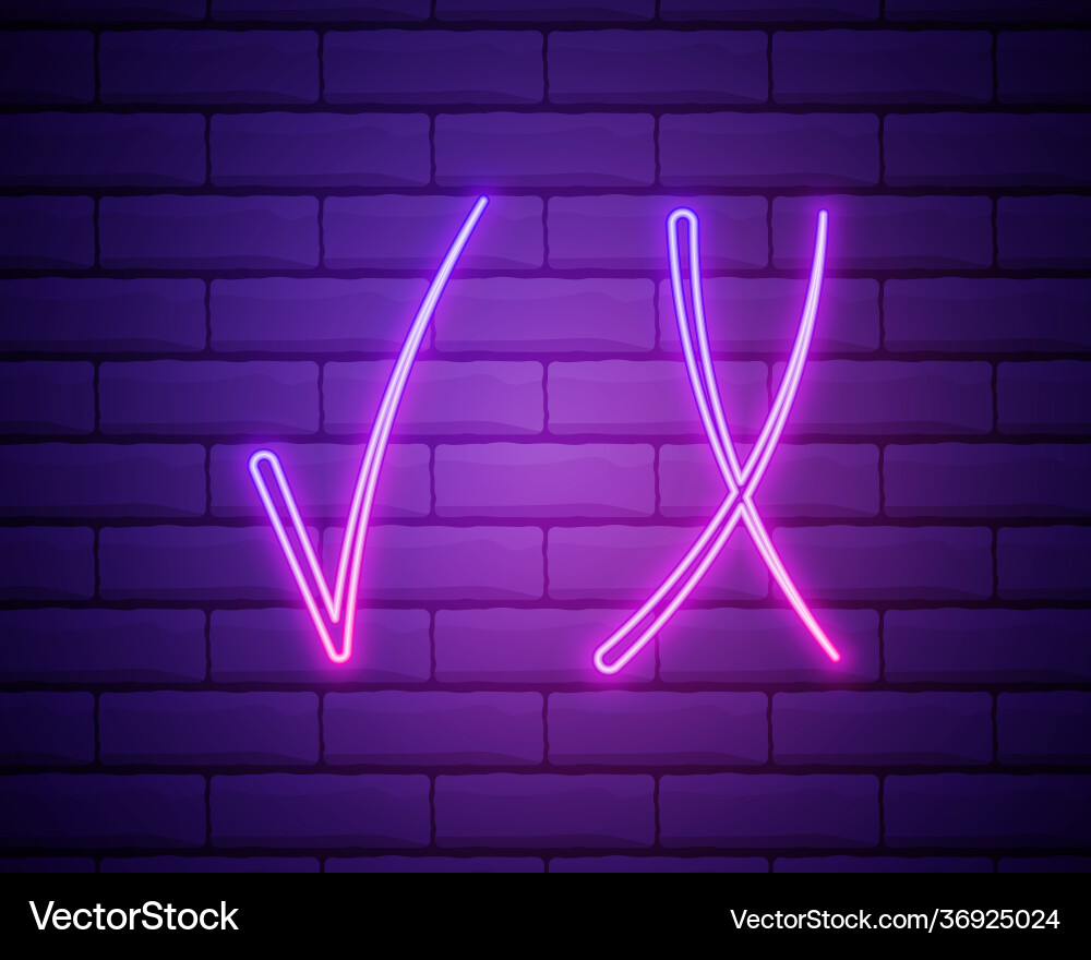 Check icon list button neon signboard Vector Image