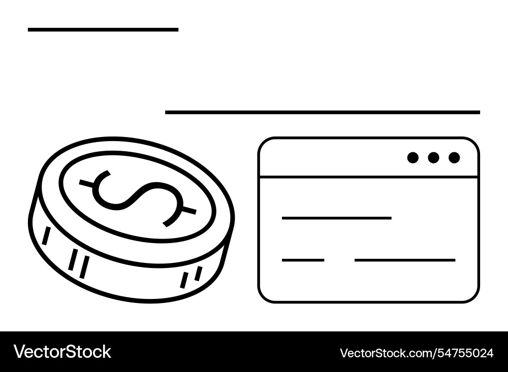 Coin with dollar symbol next to web page Vector Image