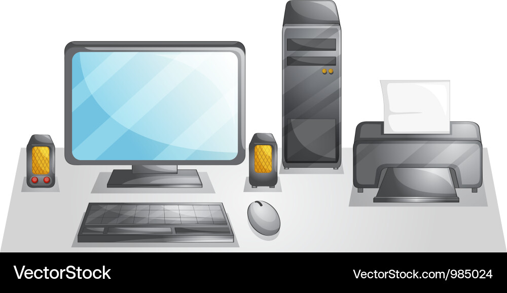 Computer Components Setup vector image