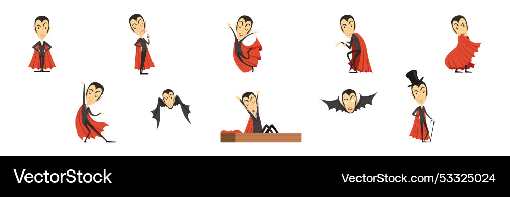 Count dracula character with fangs wearing red Count dracula character with fangs wearing red vector image