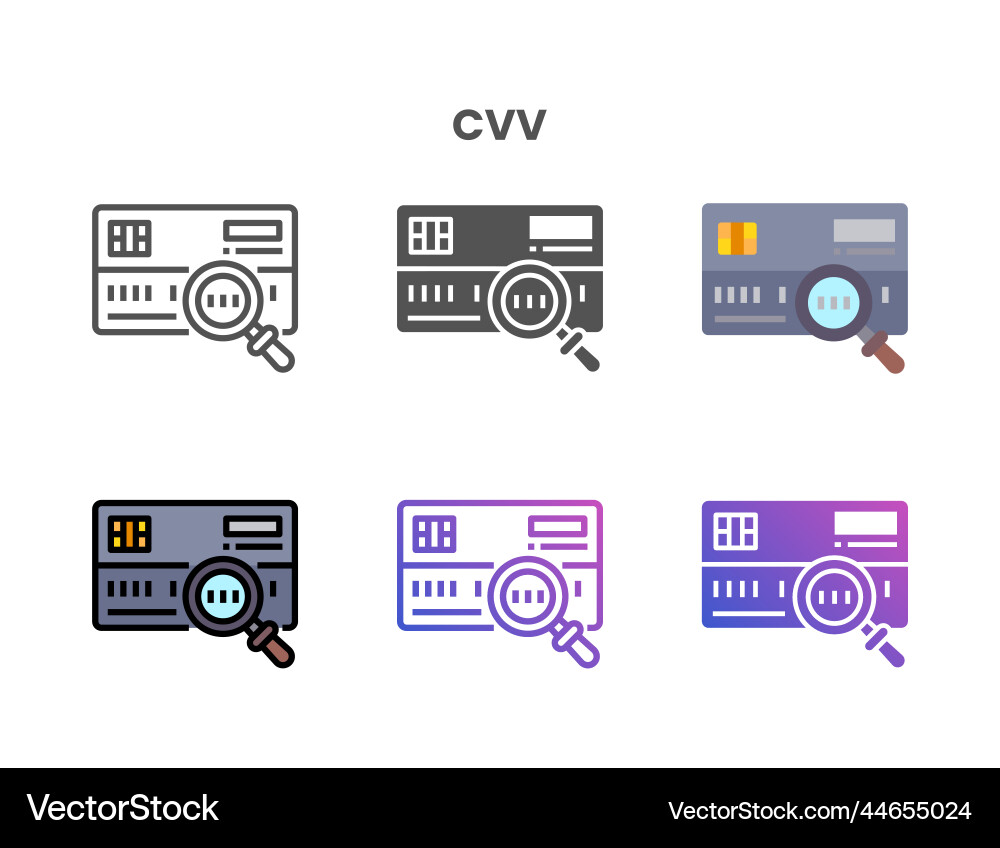 Credit card cvv icon set with different styles Vector Image