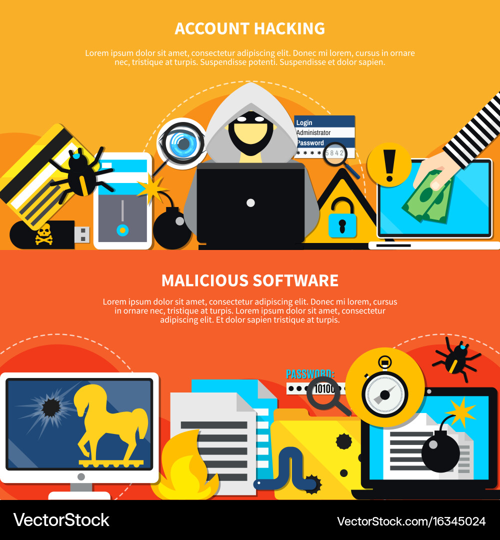 Cybersecurity - Hacking Banners Vector Image
