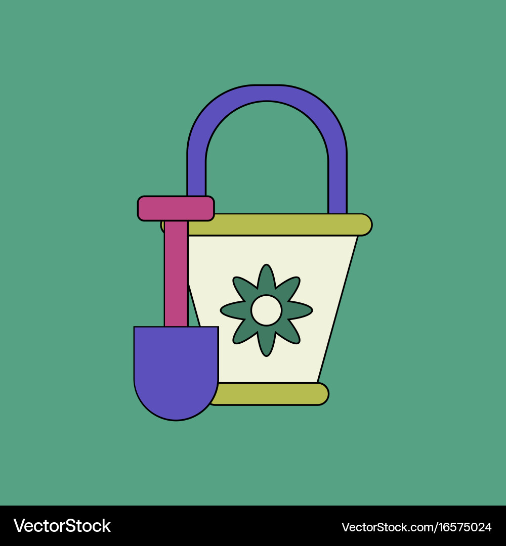 Flat icon design collection shovel and bucket Vector Image