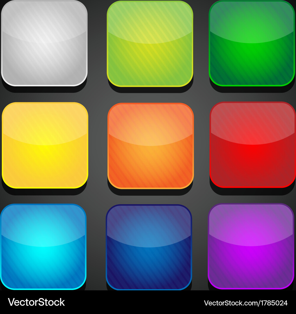 Glossy App Icons - Colorful Backgrounds vector image