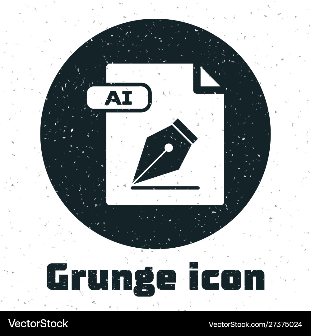 Grunge ai file document download button icon Grunge ai file document download button icon Vector Image