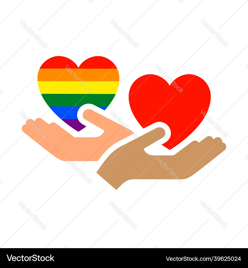 Hands gesture with heart and flag of pride lgbt Hands gesture with heart and flag of pride lgbt Vector Image