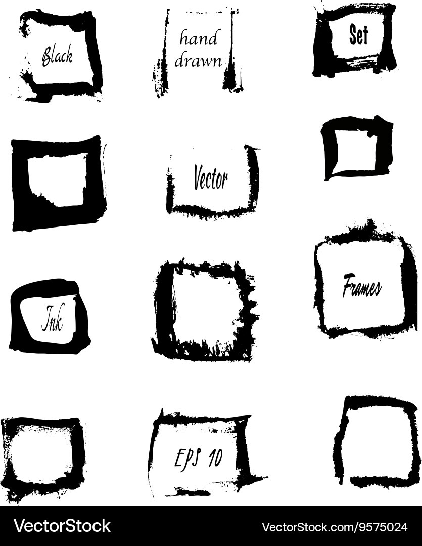 Ink Square Border Set vector image