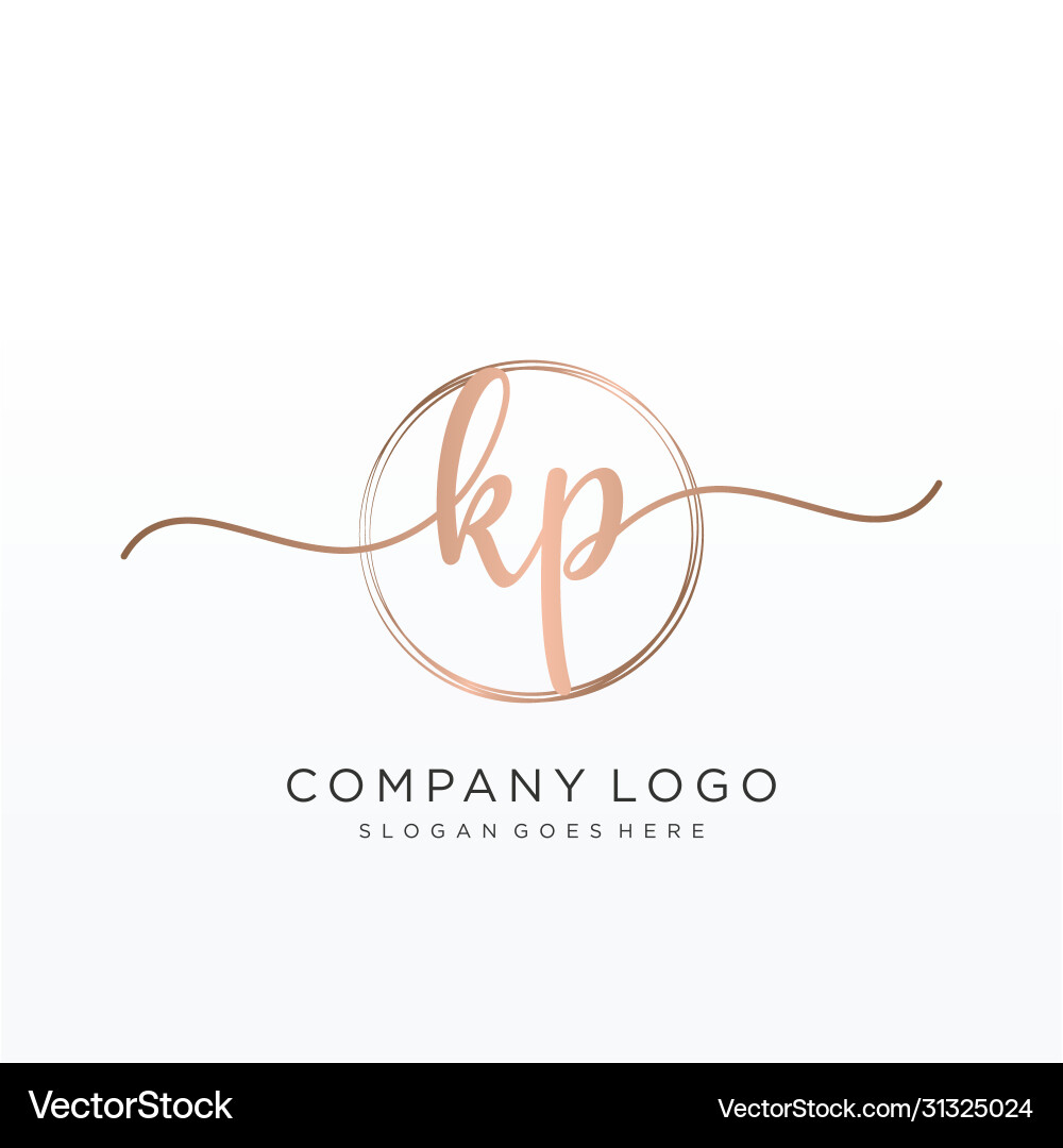 KP Initial Script Logo vector image