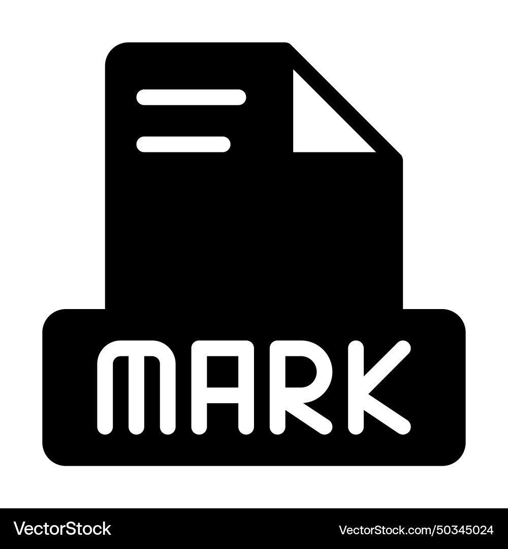 Markdown file icon simple design solid style Vector Image