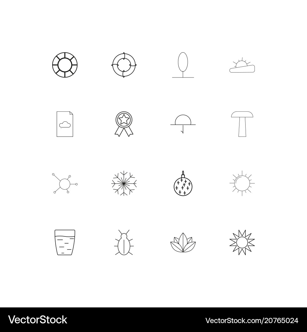 Nature linear thin icons set outlined simple Vector Image