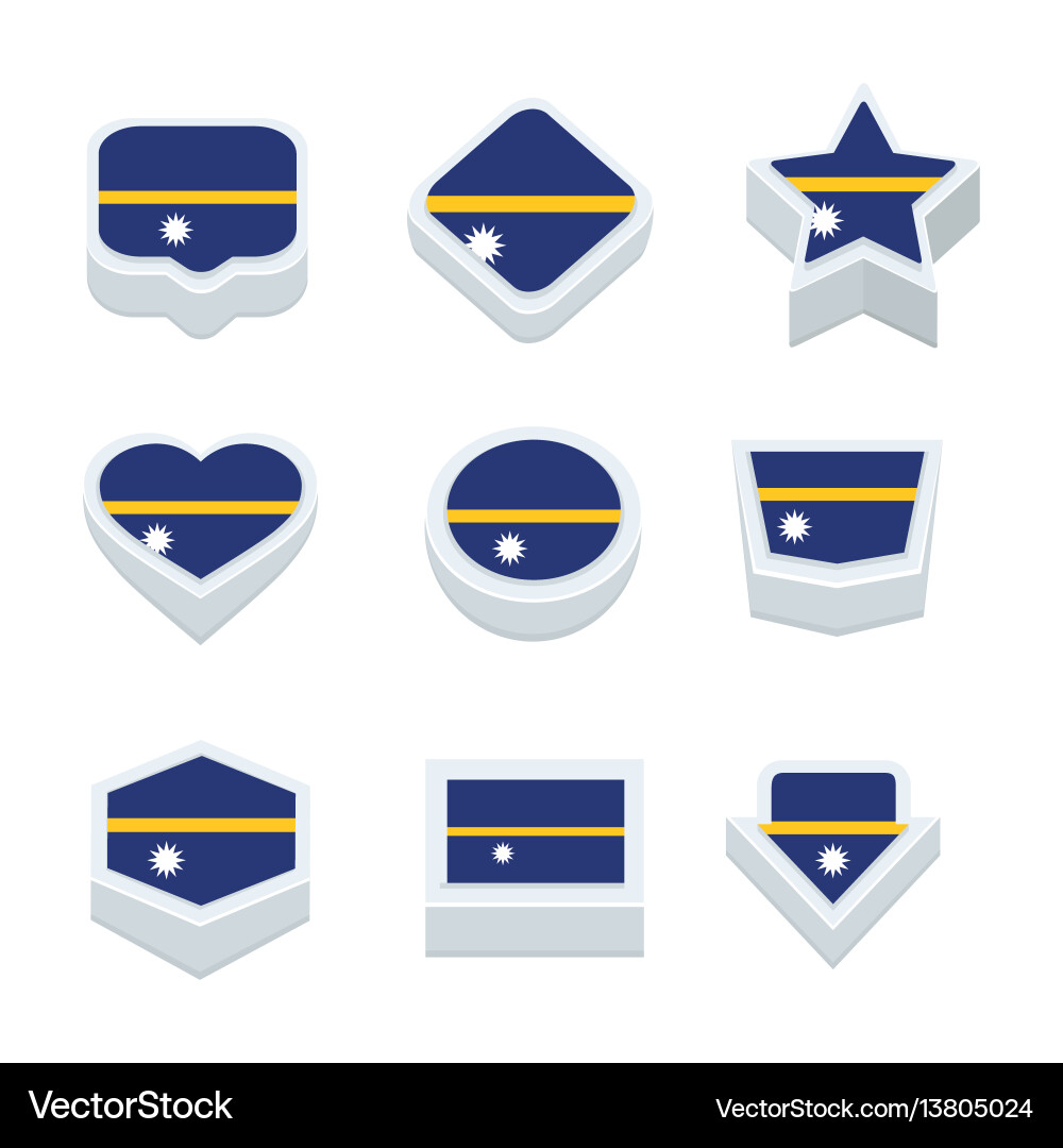 Nauru flags icons and button set nine styles vector image