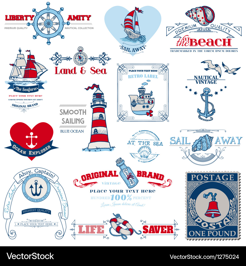 Nautical Sea Elements - Calligraphic Collection Vector Image