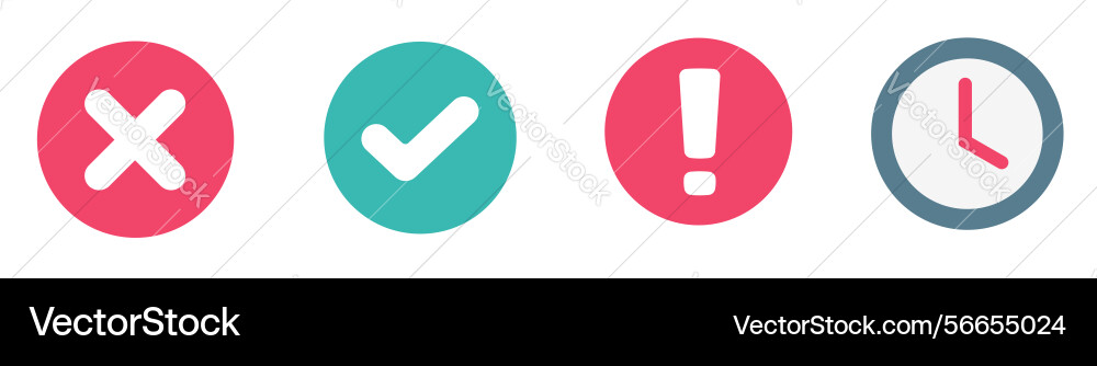 Pending awaiting clock icon set cancel order vector image