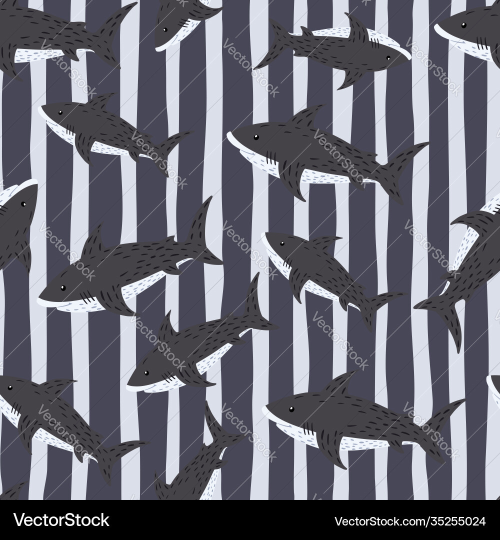 Random seamless pattern with dangerous shark Vector Image