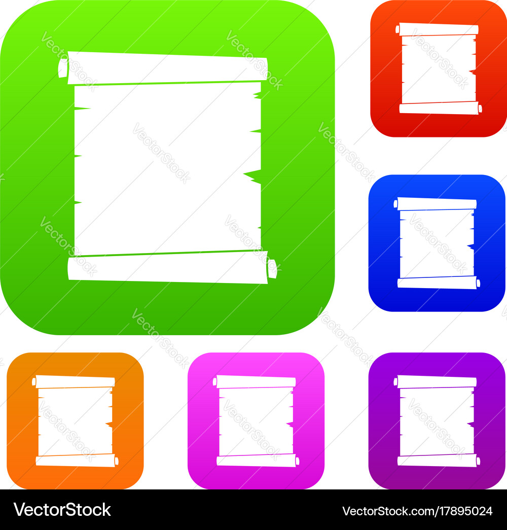 Retro scroll paper set color collection vector image