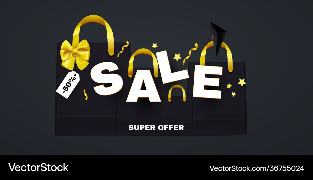 Sale poster template with boxes bow Sale poster template with boxes bow vector image