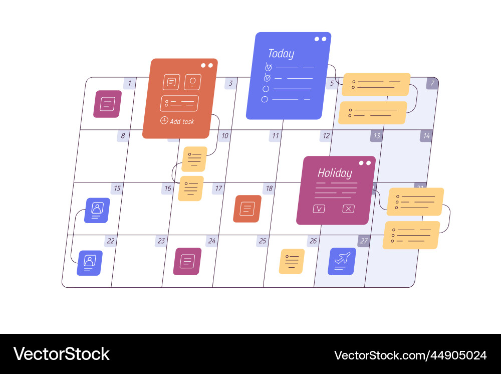 Schedule in calendar content reminders tasks Schedule in calendar content reminders tasks vector image