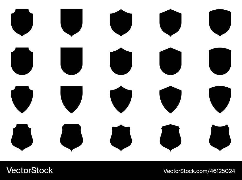 Set of security shields secure and protection Set of security shields secure and protection Vector Image