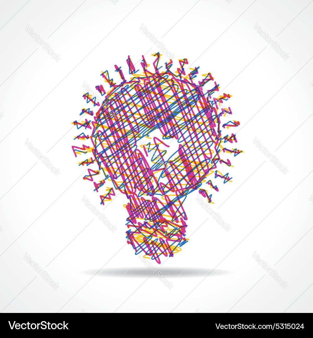 Sketched colorful bulb design stock Vector Image